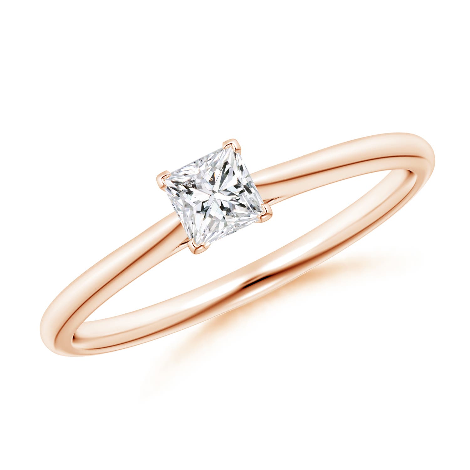 Princess-Cut Diamond Tapered Cathedral Engagement Ring