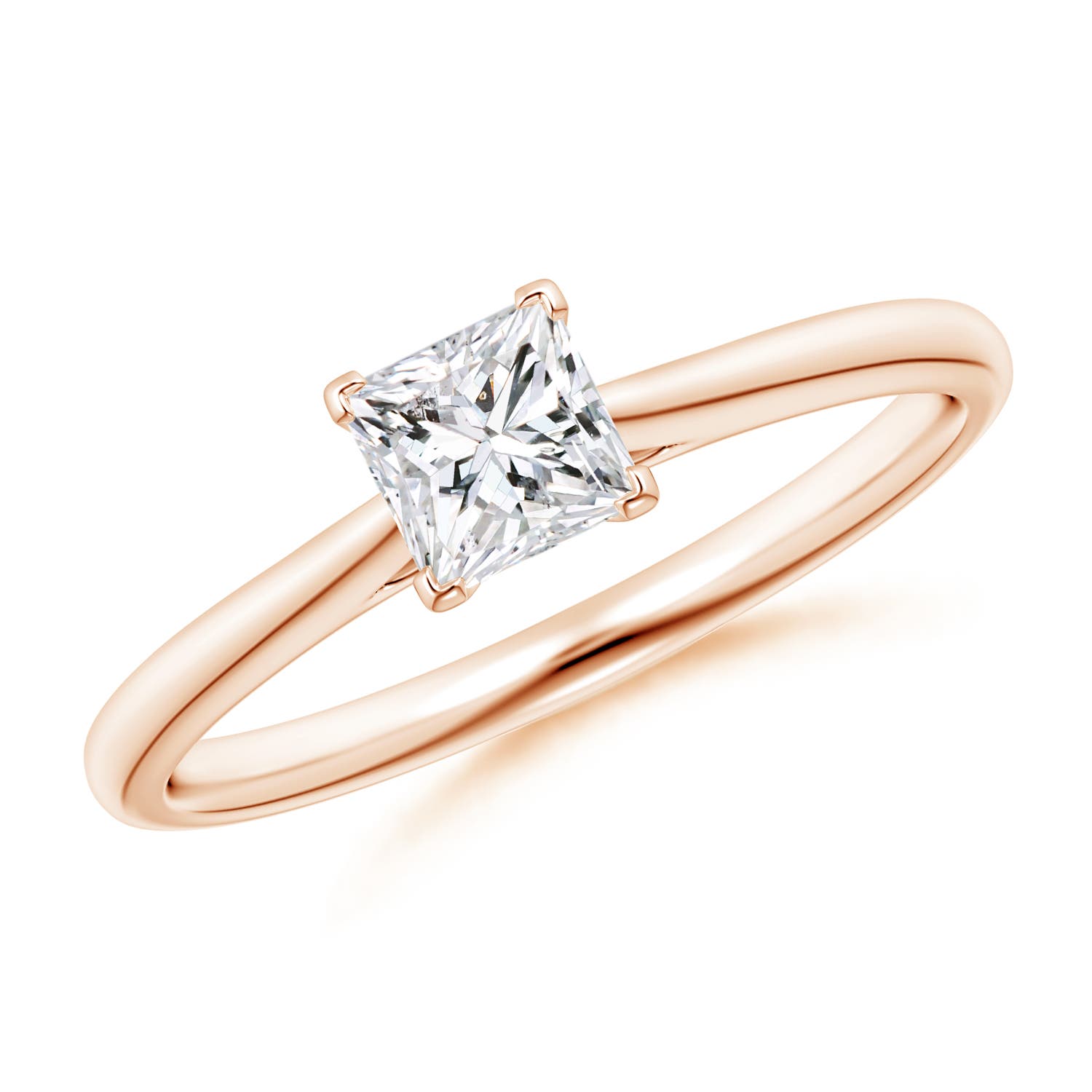 Princess-Cut Diamond Tapered Cathedral Engagement Ring