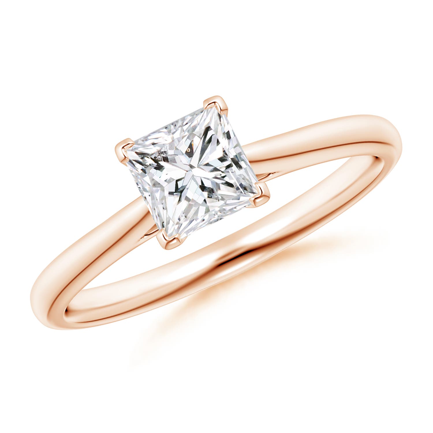 Princess-Cut Diamond Tapered Cathedral Engagement Ring