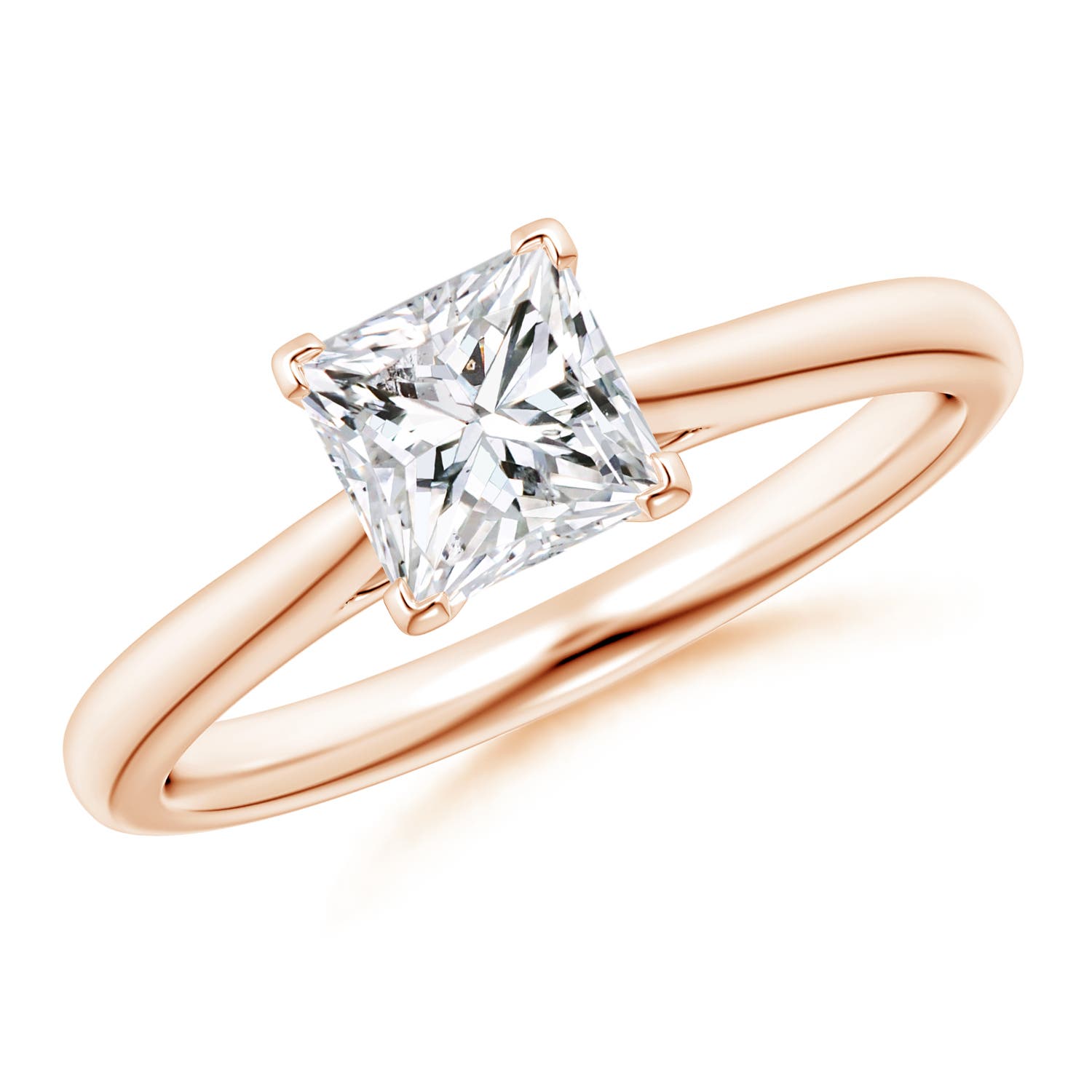 Princess-Cut Diamond Tapered Cathedral Engagement Ring