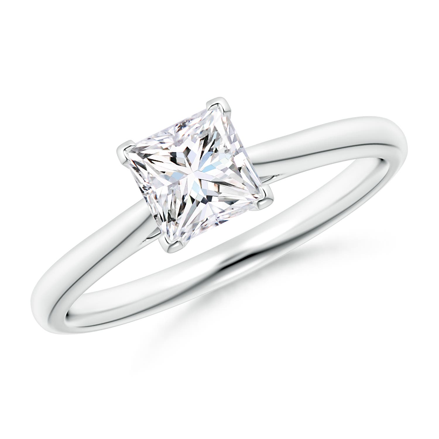 Princess-Cut Diamond Tapered Cathedral Engagement Ring