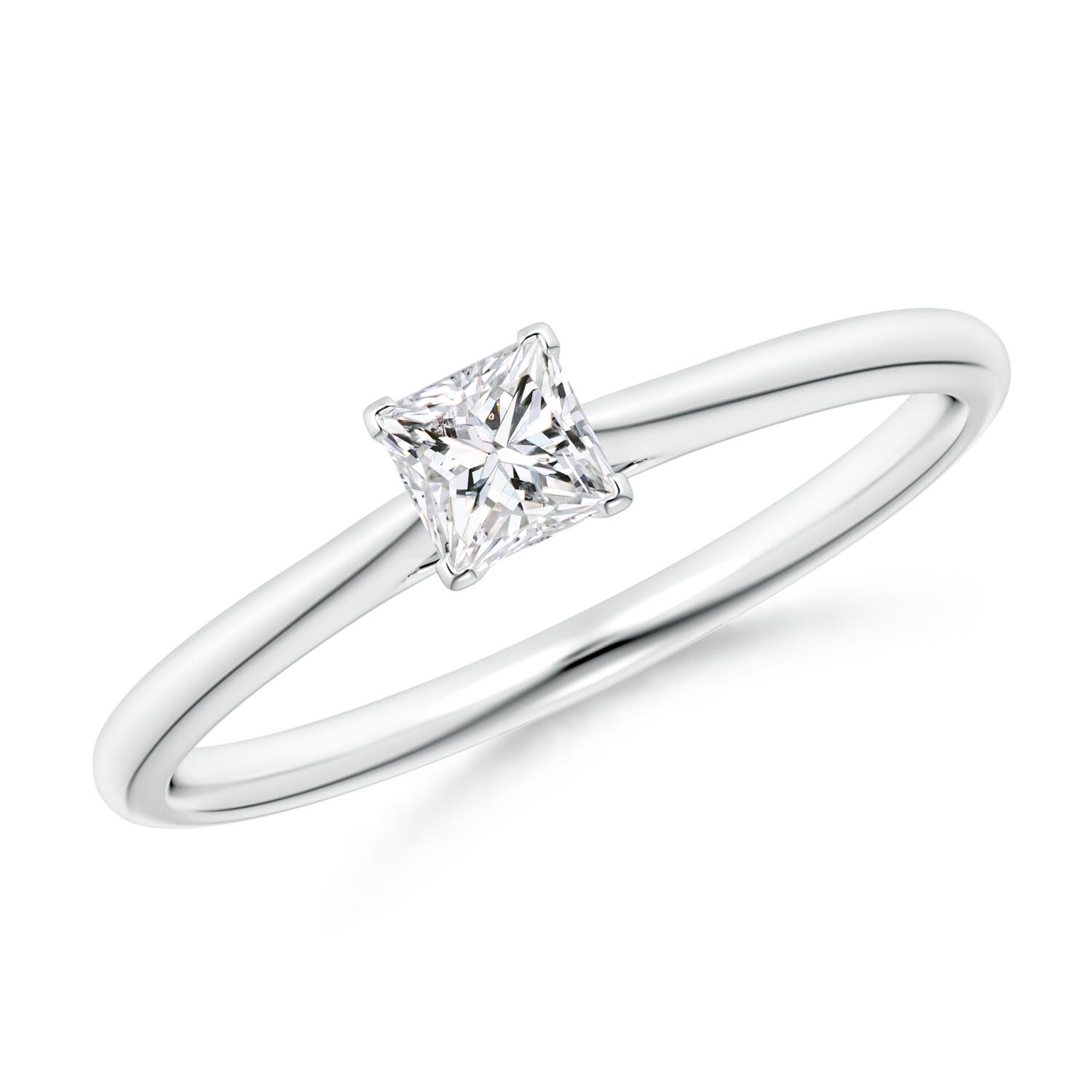 Princess-Cut Diamond Tapered Cathedral Engagement Ring