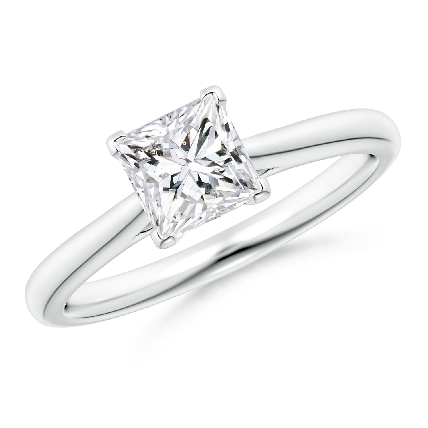 Princess-Cut Diamond Tapered Cathedral Engagement Ring