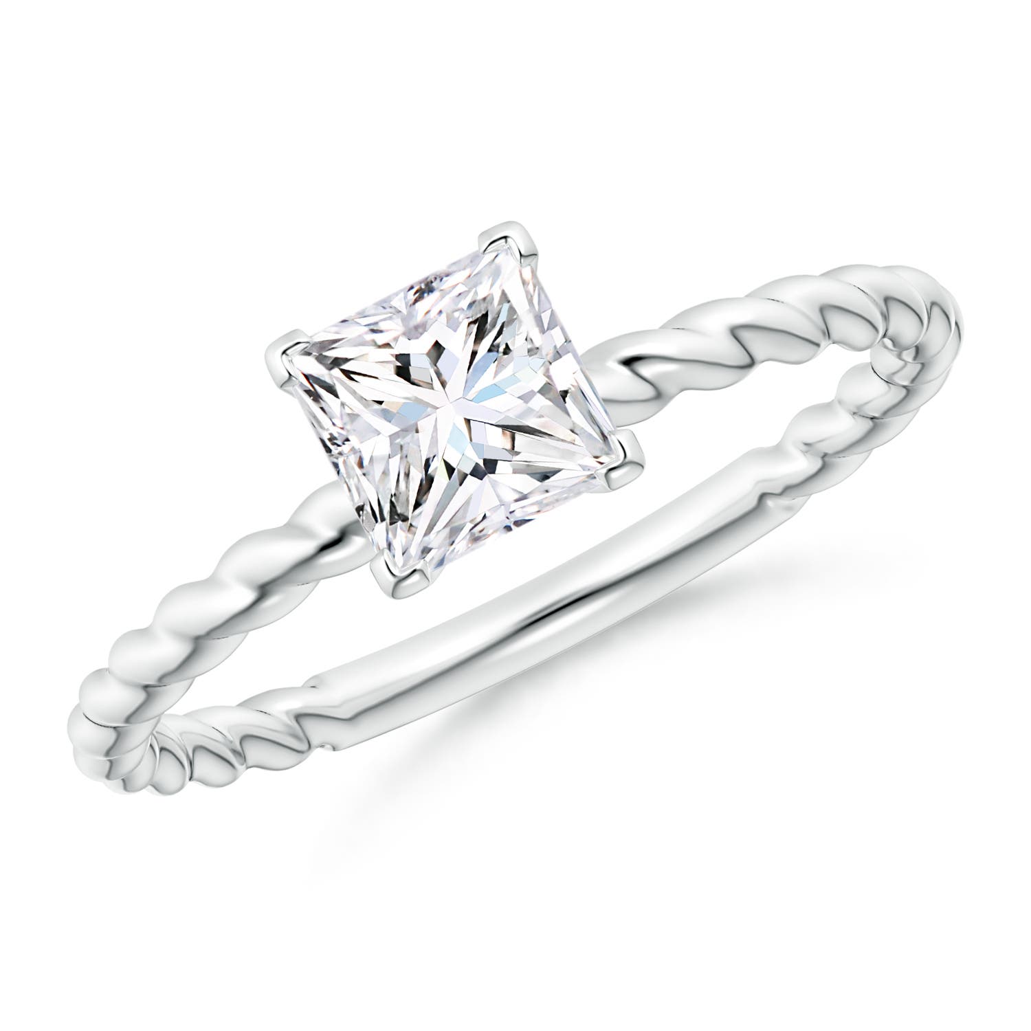 Twisted Shank Princess-Cut Diamond Solitaire Engagement Ring