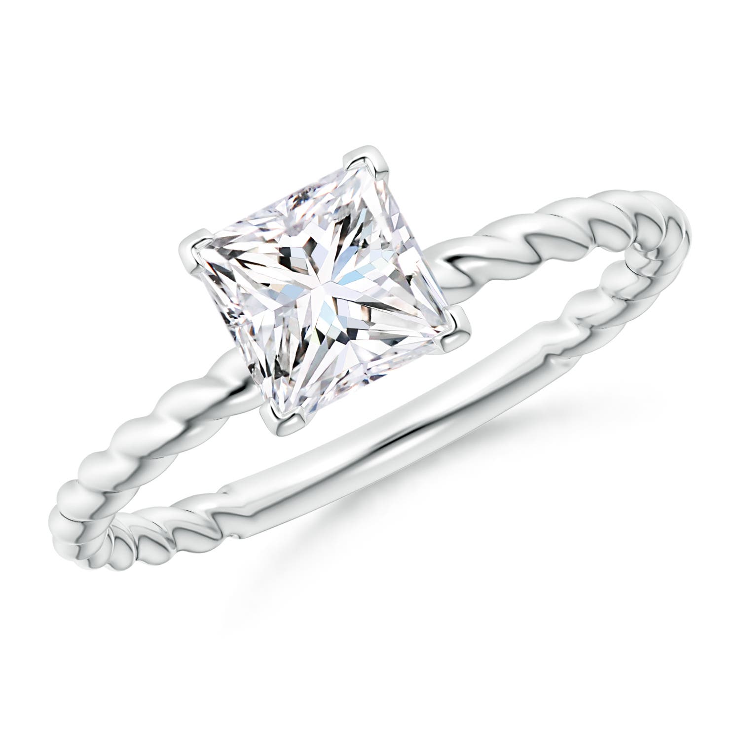 Twisted Shank Princess-Cut Diamond Solitaire Engagement Ring