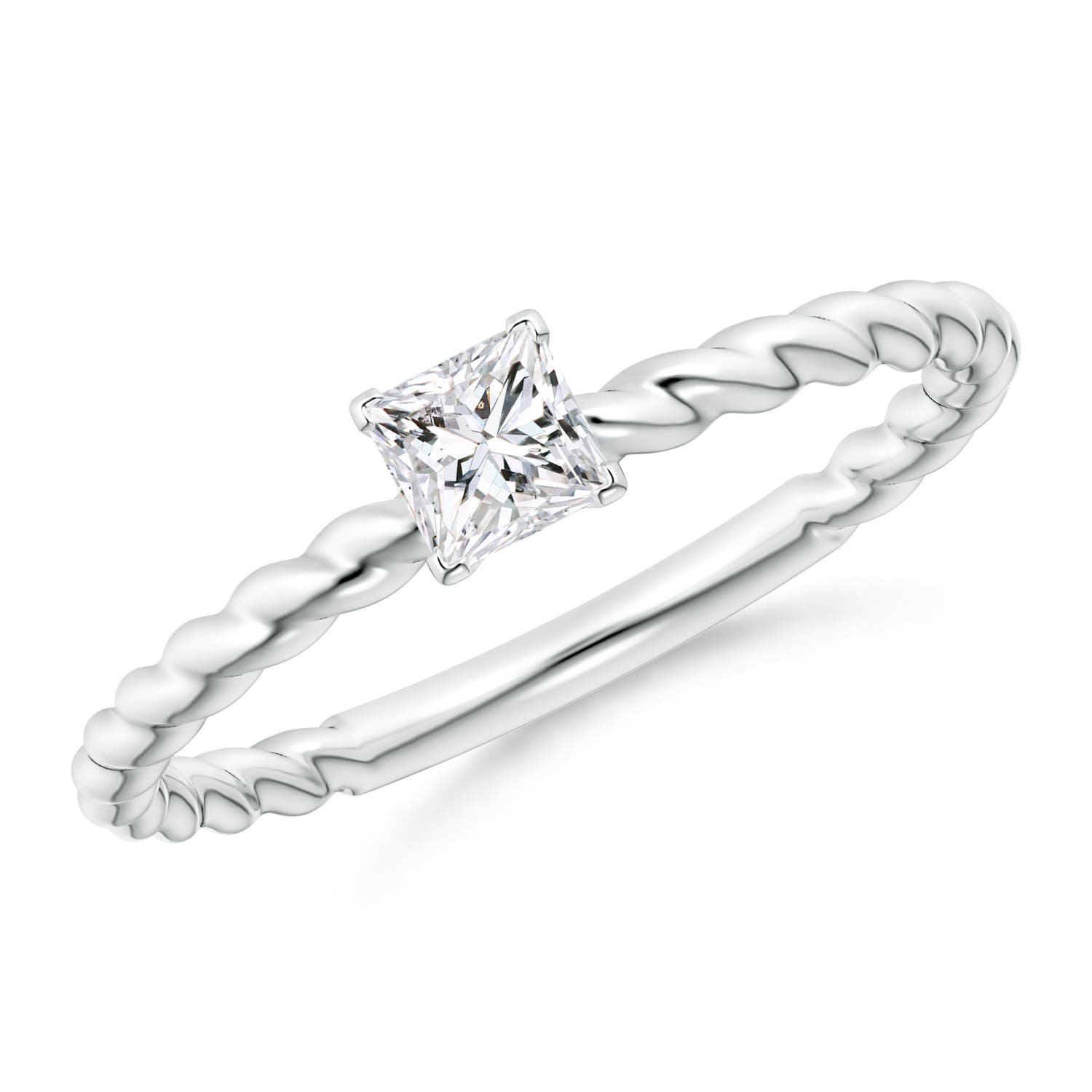 Twisted Shank Princess-Cut Diamond Solitaire Engagement Ring