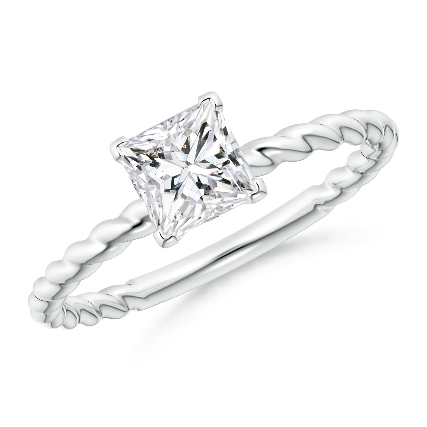Twisted Shank Princess-Cut Diamond Solitaire Engagement Ring
