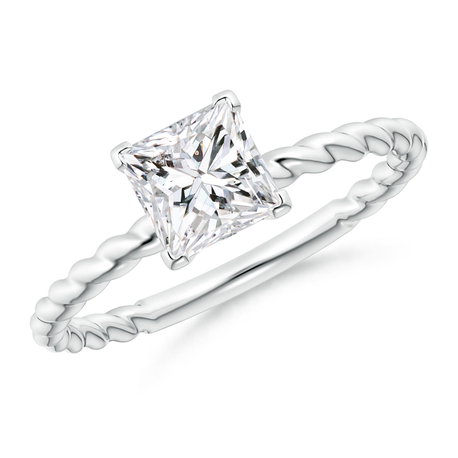 Twisted Shank Princess-Cut Diamond Solitaire Engagement Ring