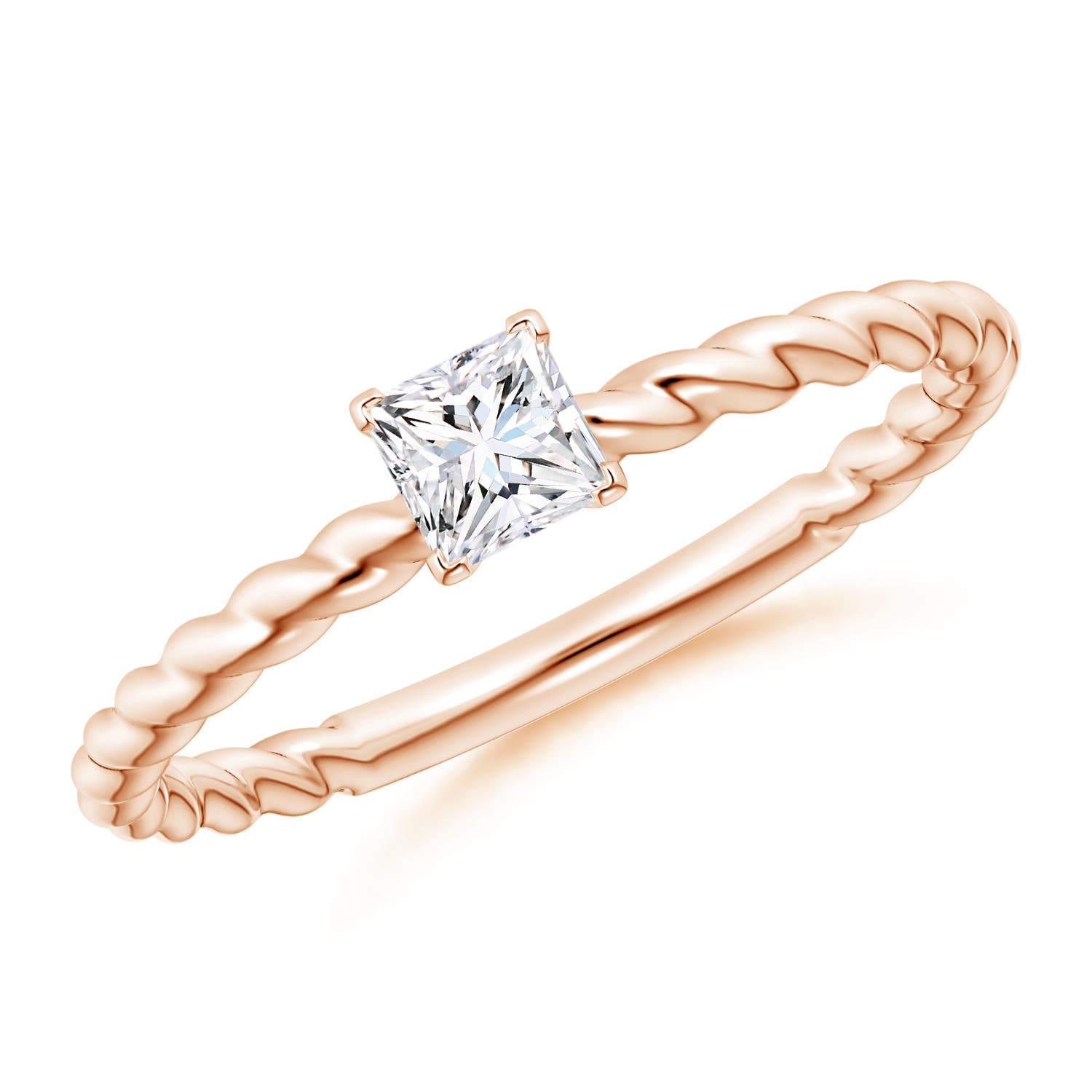 Twisted Shank Princess-Cut Diamond Solitaire Engagement Ring