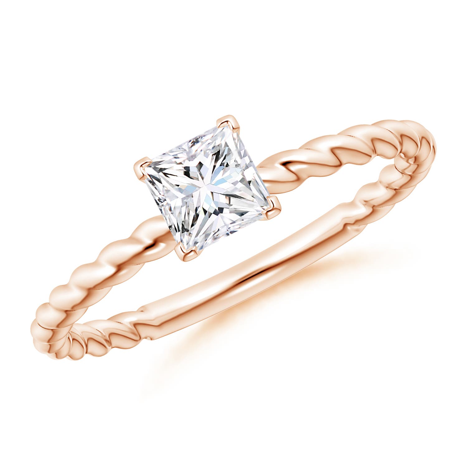 Twisted Shank Princess-Cut Diamond Solitaire Engagement Ring