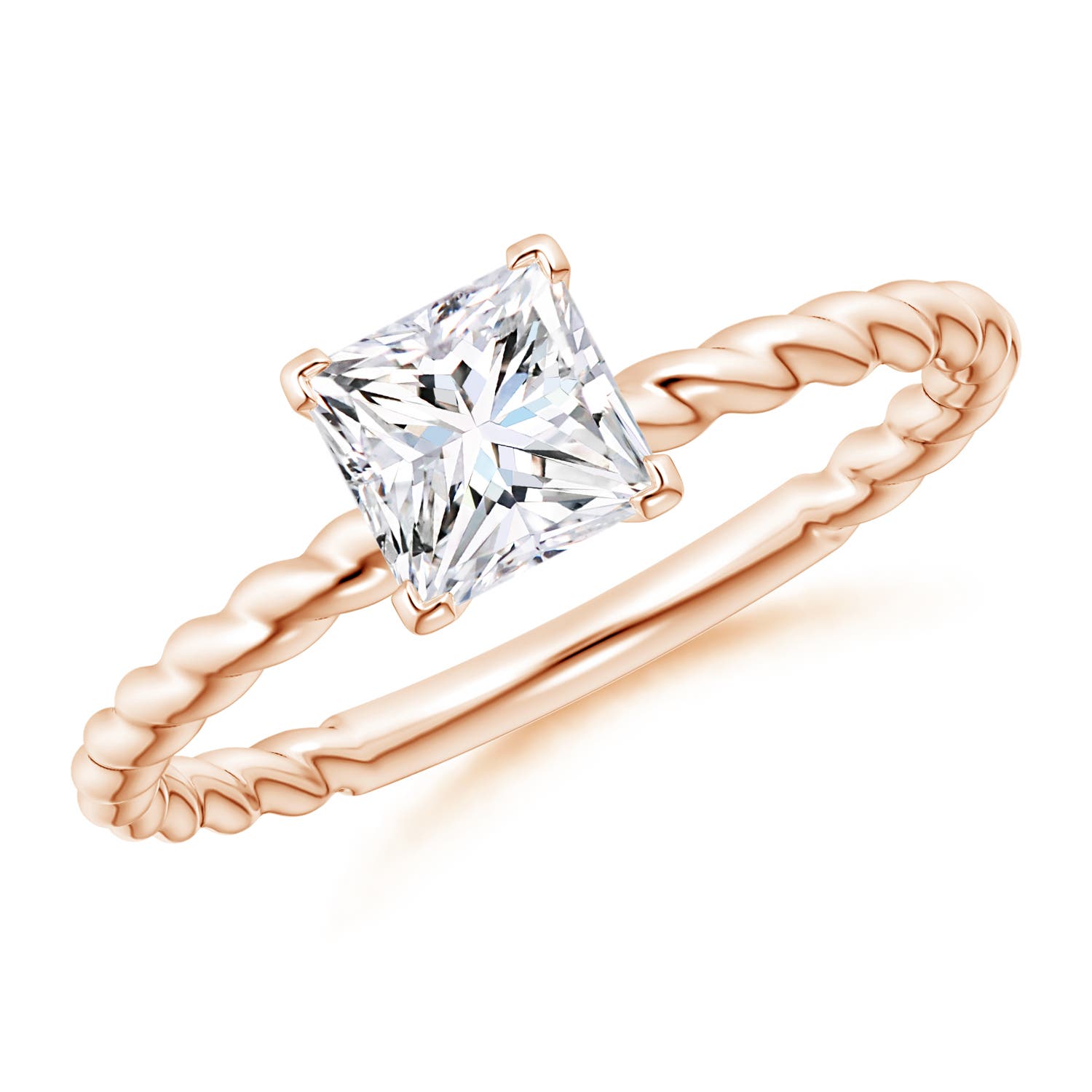 Twisted Shank Princess-Cut Diamond Solitaire Engagement Ring
