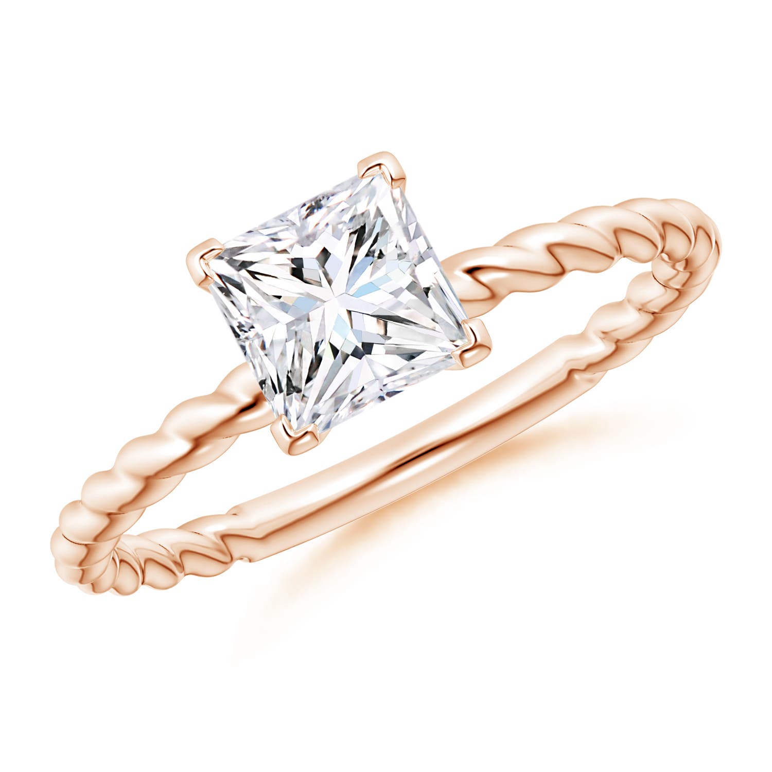 Twisted Shank Princess-Cut Diamond Solitaire Engagement Ring
