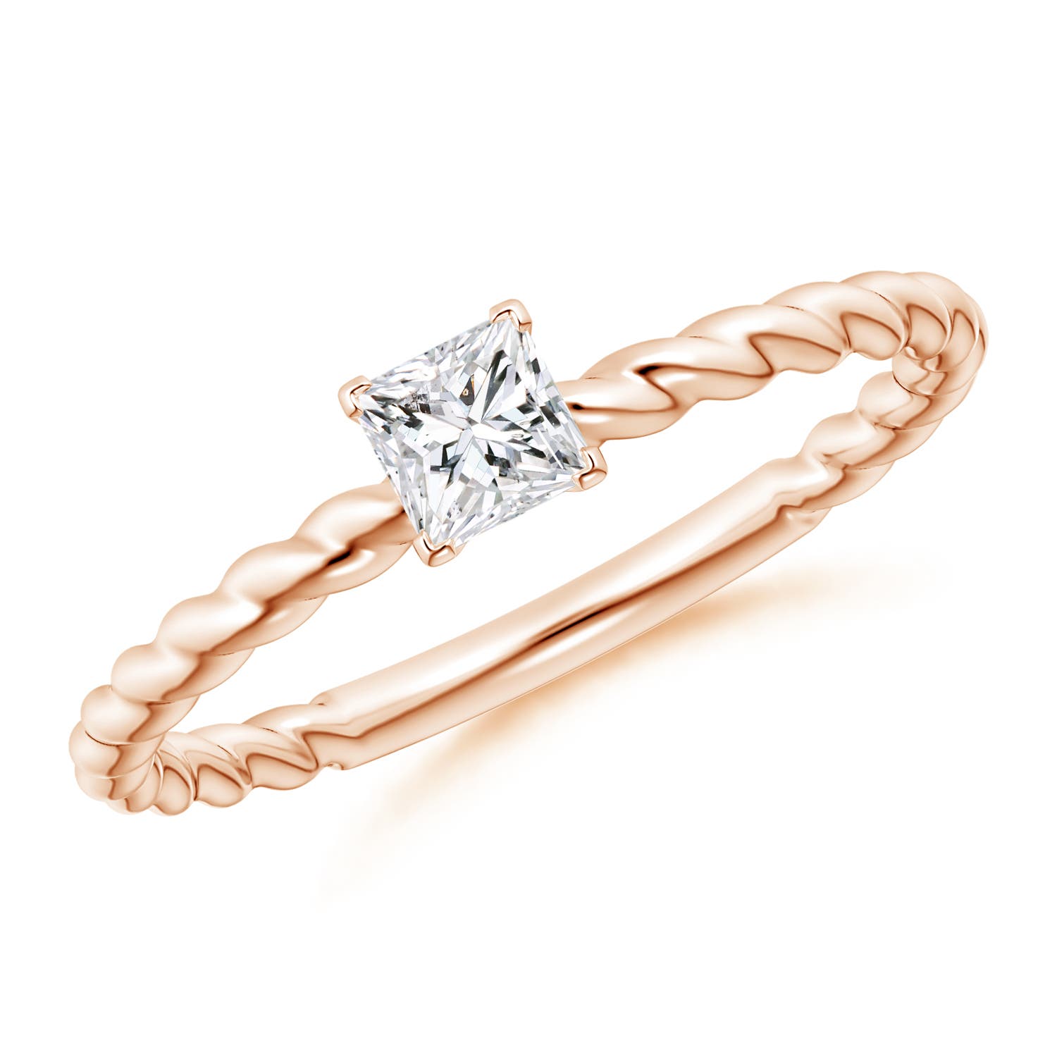 Twisted Shank Princess-Cut Diamond Solitaire Engagement Ring