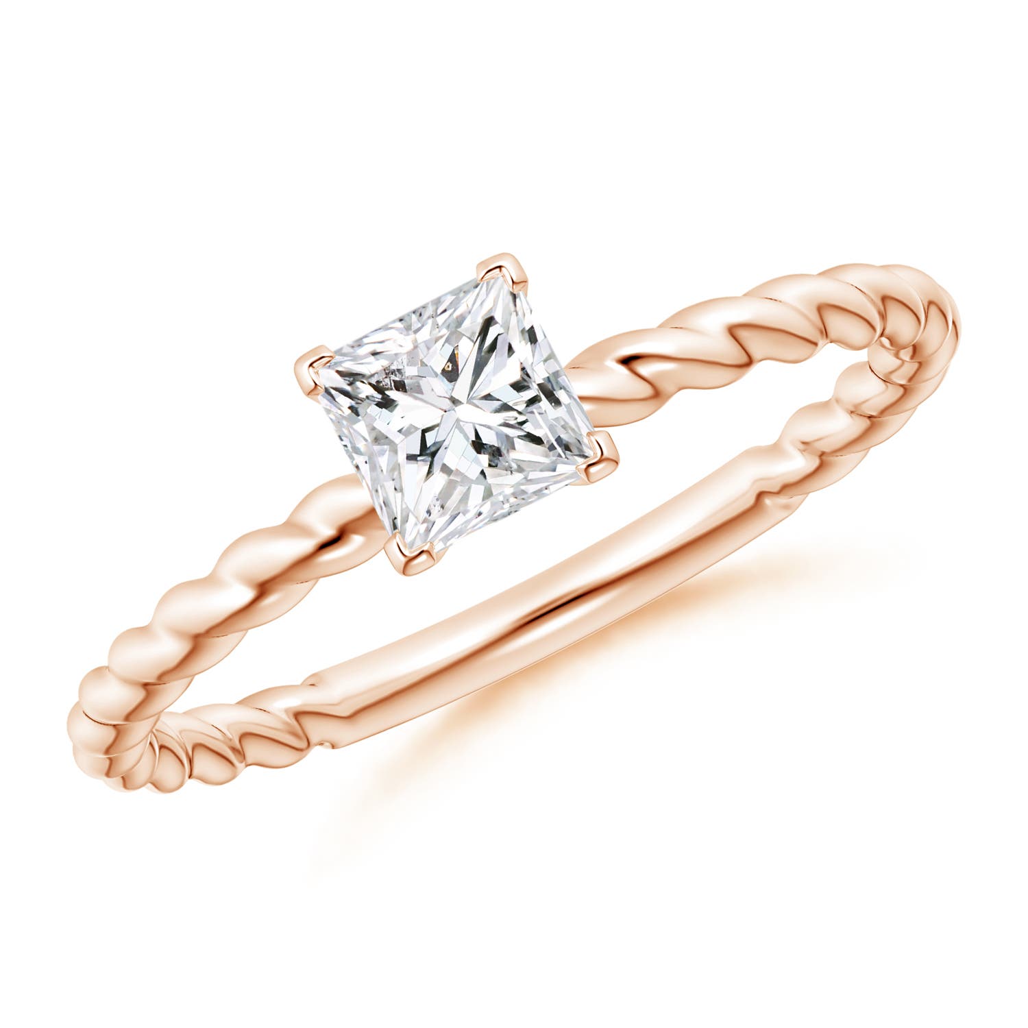 Twisted Shank Princess-Cut Diamond Solitaire Engagement Ring