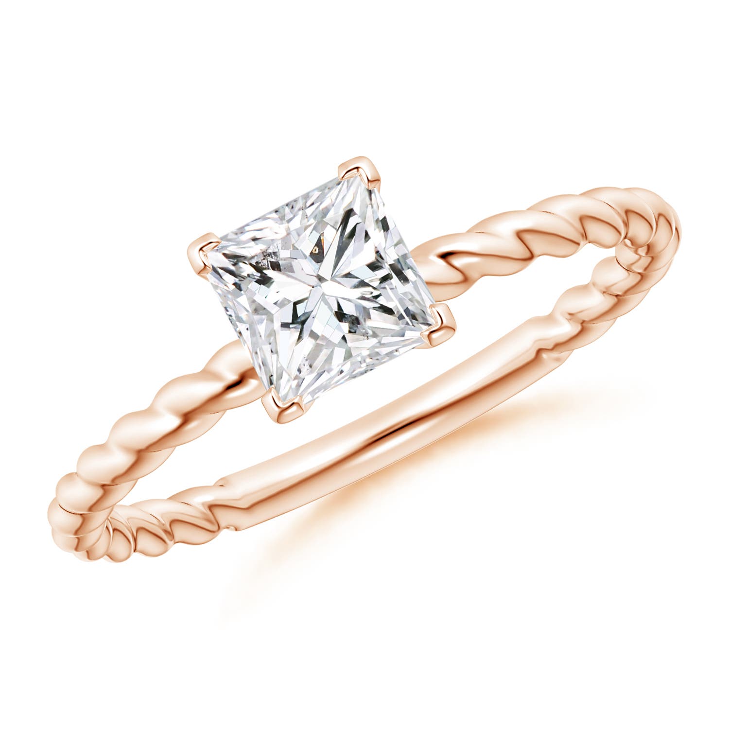 Twisted Shank Princess-Cut Diamond Solitaire Engagement Ring