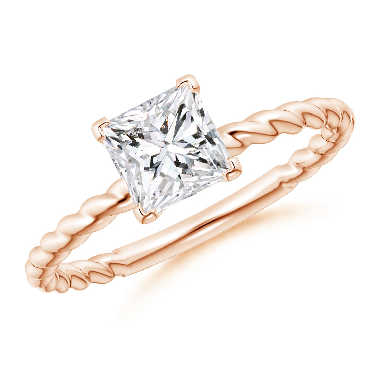 Twisted Shank Princess-Cut Diamond Solitaire Engagement Ring