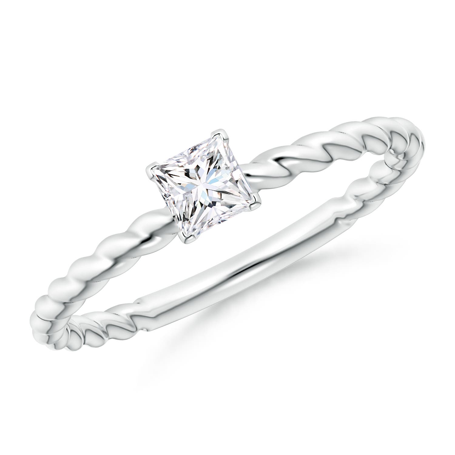Twisted Shank Princess-Cut Diamond Solitaire Engagement Ring