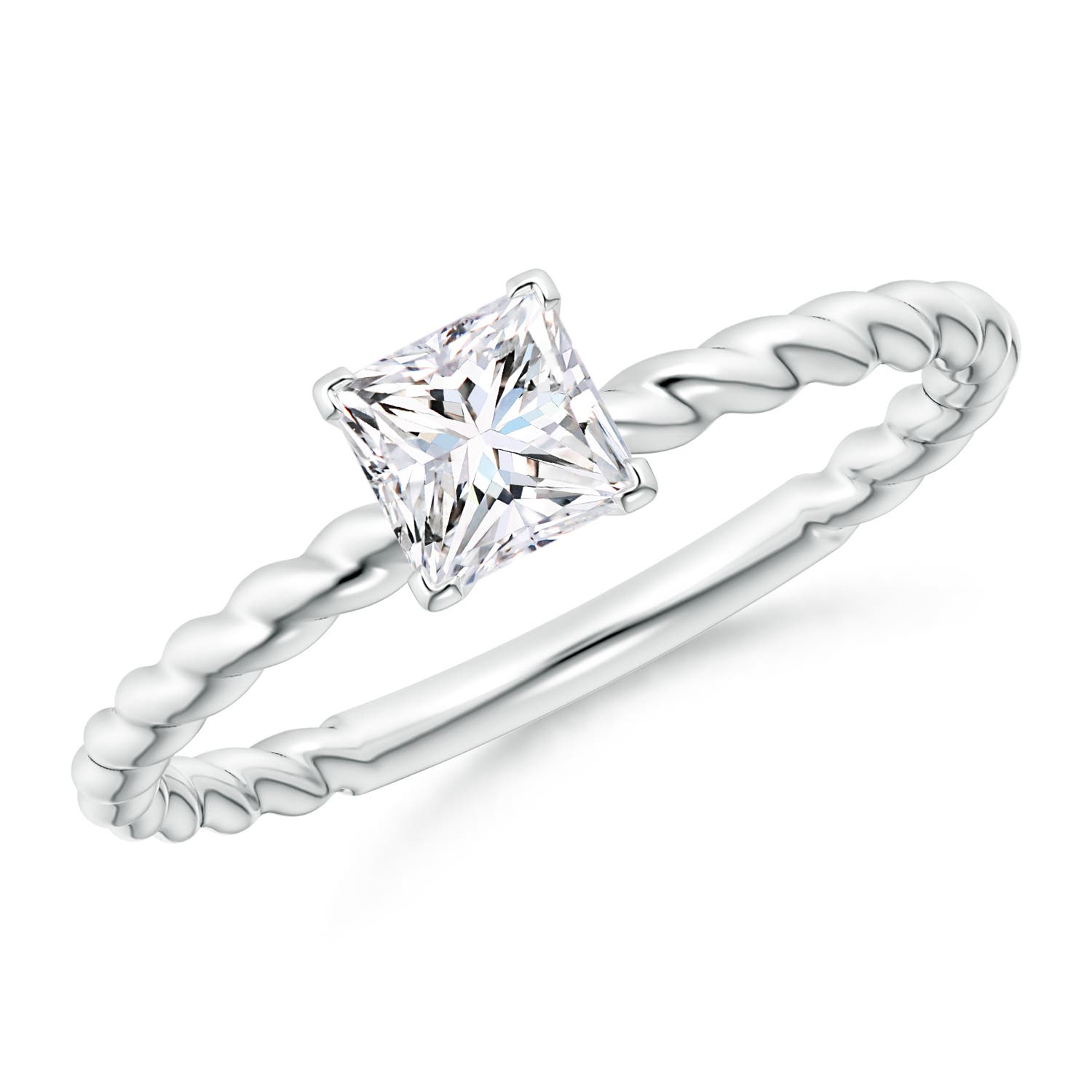Twisted Shank Princess-Cut Diamond Solitaire Engagement Ring