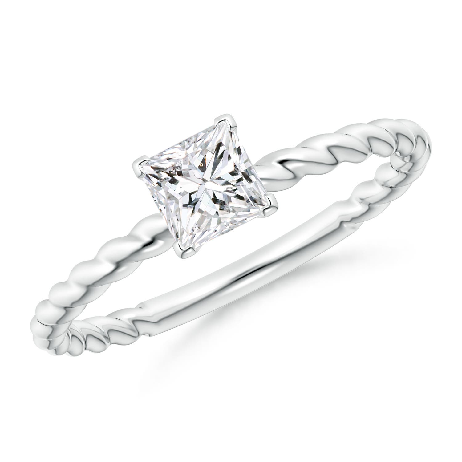 Twisted Shank Princess-Cut Diamond Solitaire Engagement Ring