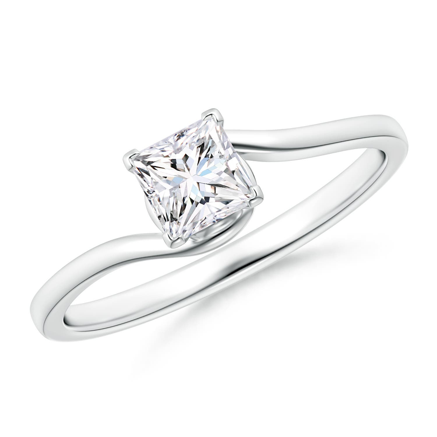 Classic Solitaire Princess-Cut Diamond Bypass Engagement Ring