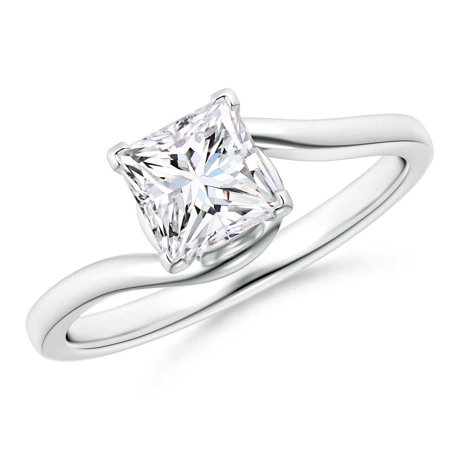 Classic Solitaire Princess-Cut Diamond Bypass Engagement Ring