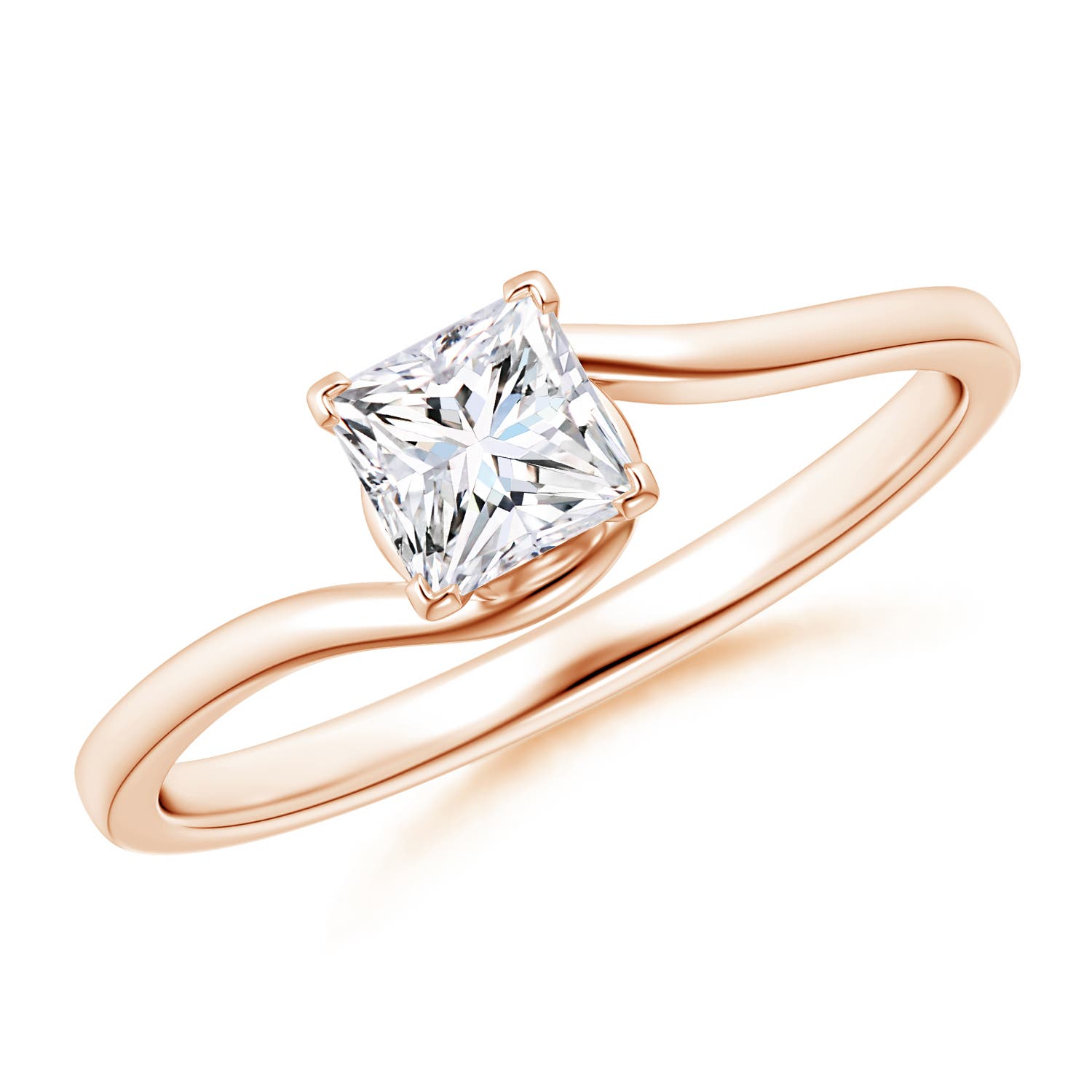 Classic Solitaire Princess-Cut Diamond Bypass Engagement Ring