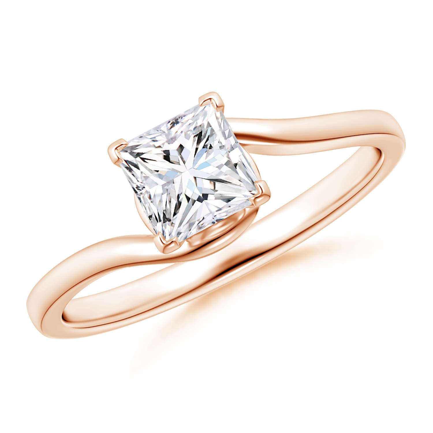 Classic Solitaire Princess-Cut Diamond Bypass Engagement Ring