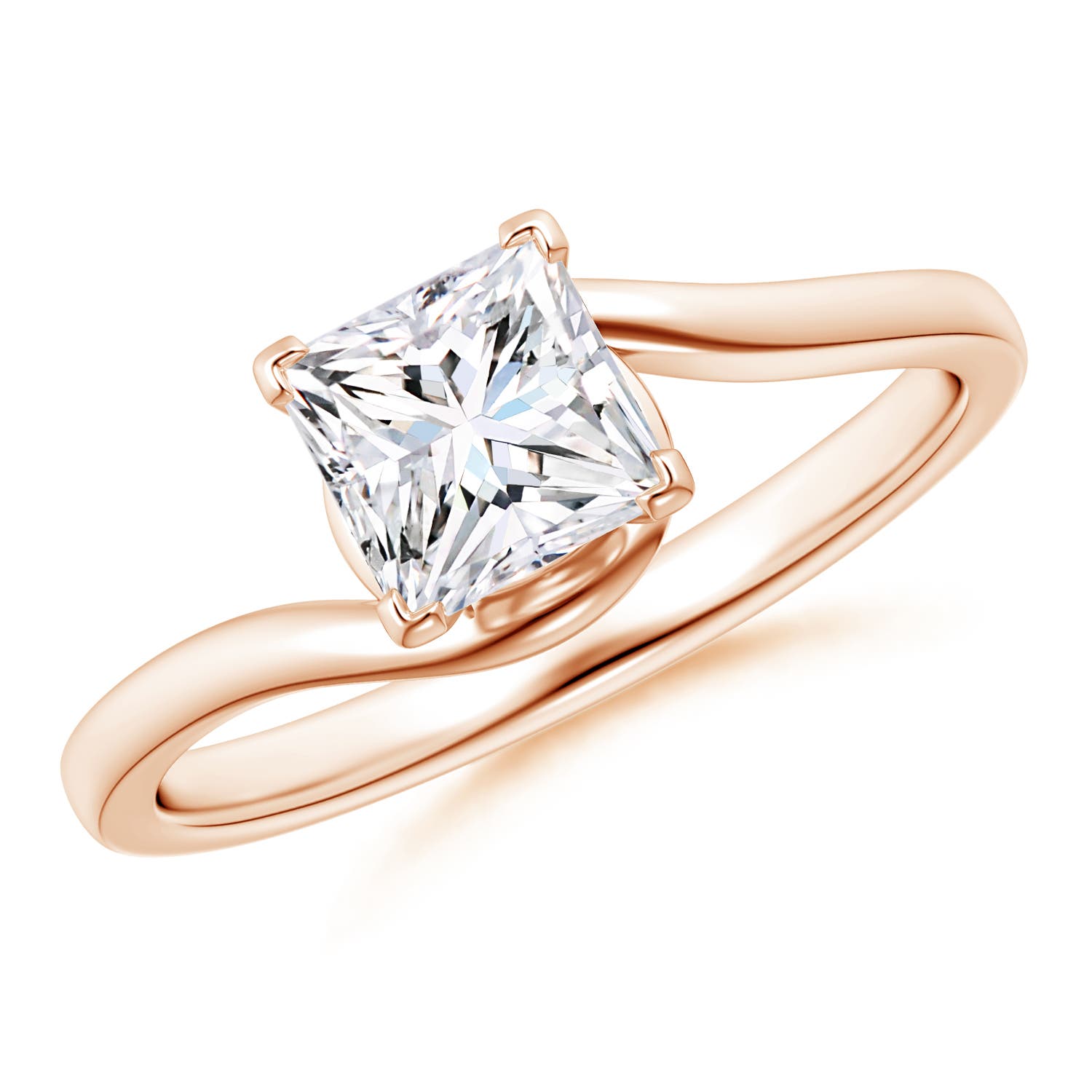 Classic Solitaire Princess-Cut Diamond Bypass Engagement Ring