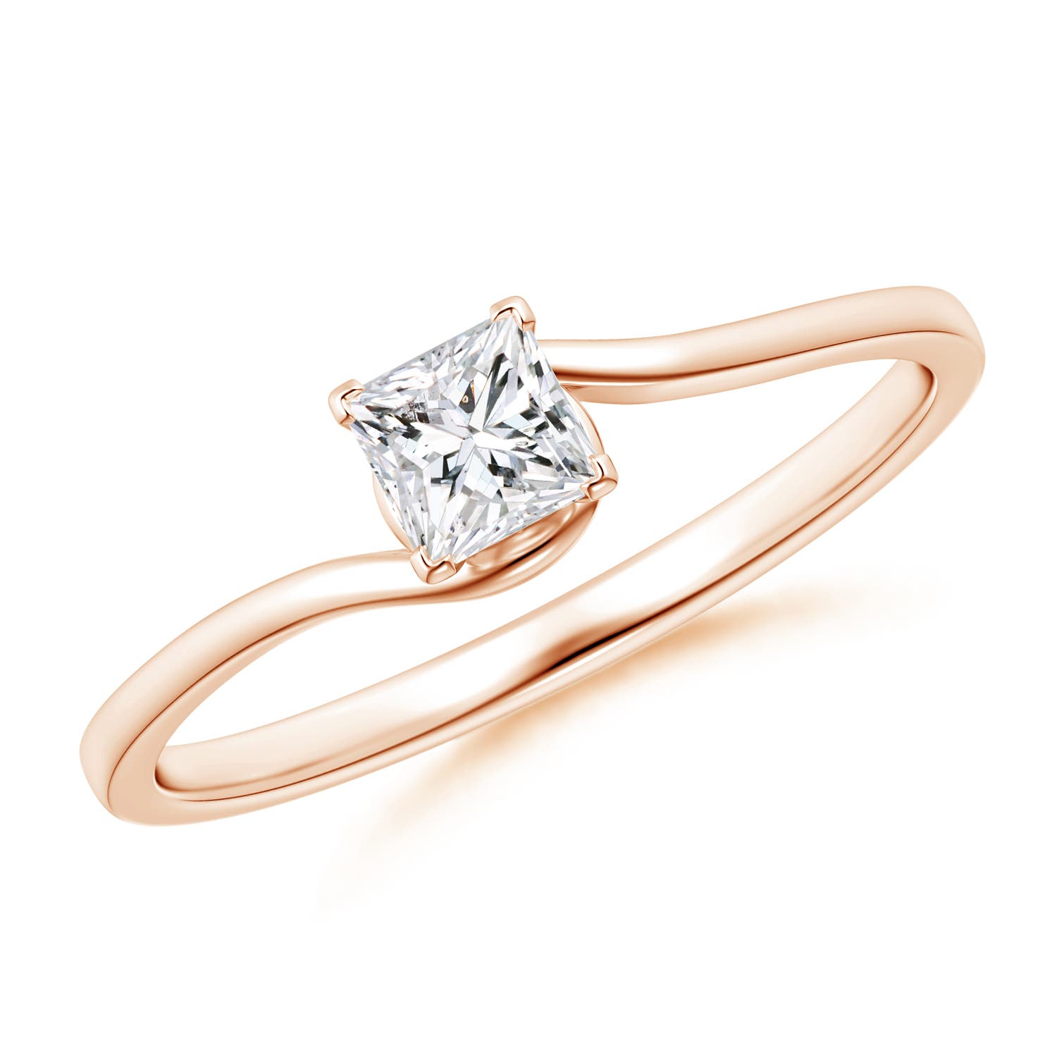 Classic Solitaire Princess-Cut Diamond Bypass Engagement Ring