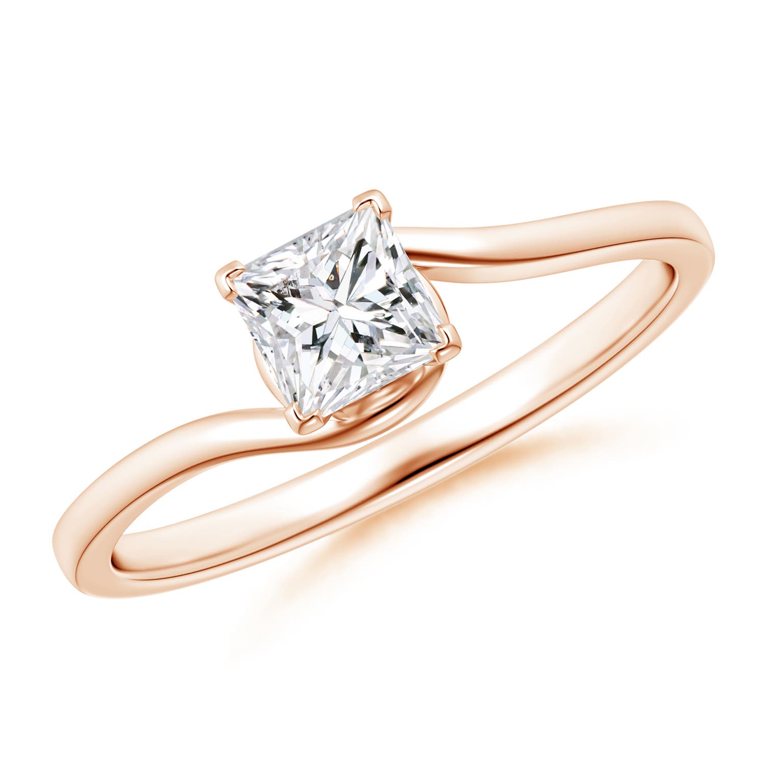 Classic Solitaire Princess-Cut Diamond Bypass Engagement Ring