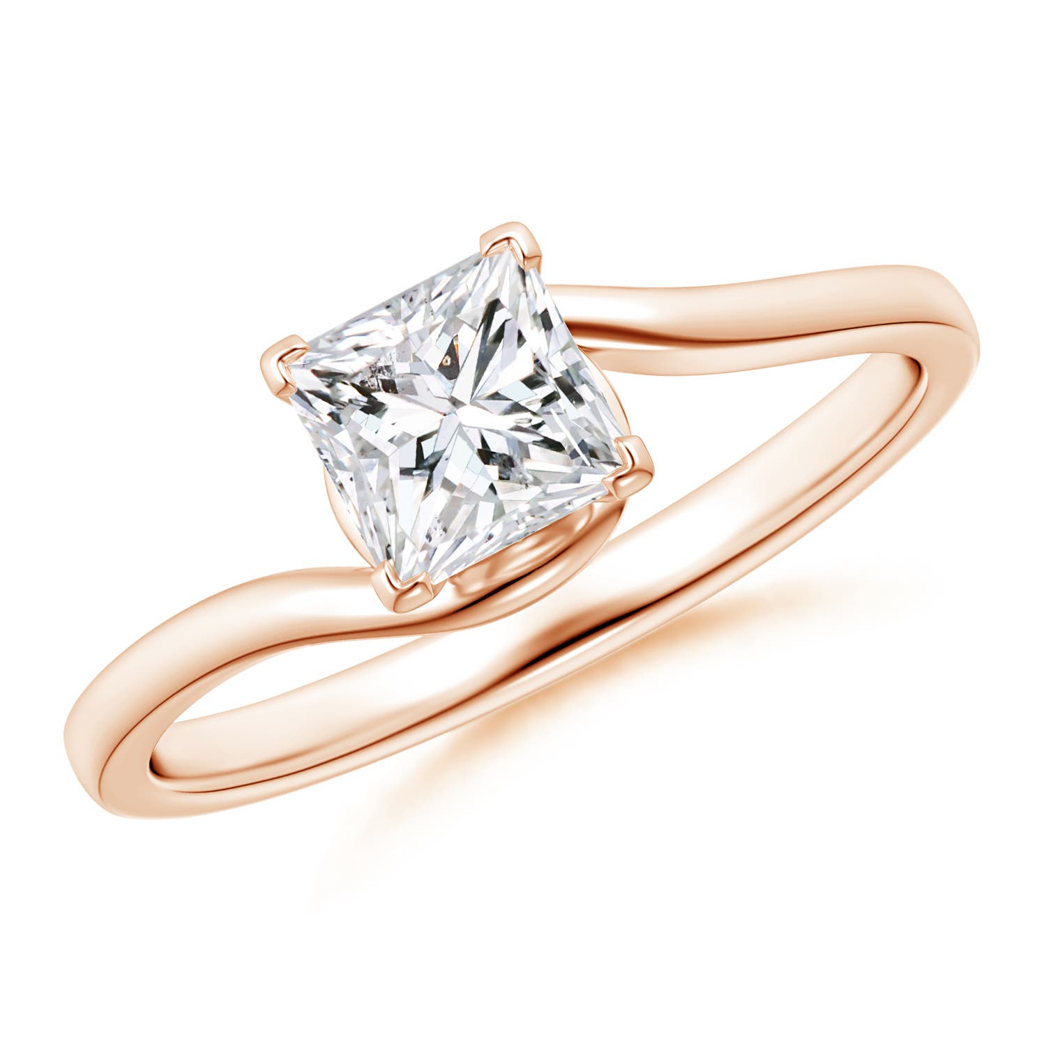 Classic Solitaire Princess-Cut Diamond Bypass Engagement Ring