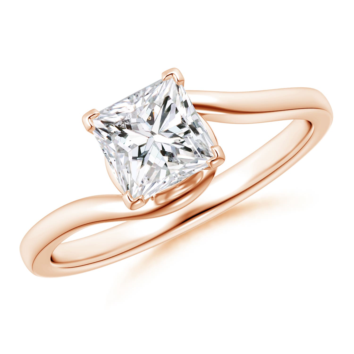 Classic Solitaire Princess-Cut Diamond Bypass Engagement Ring