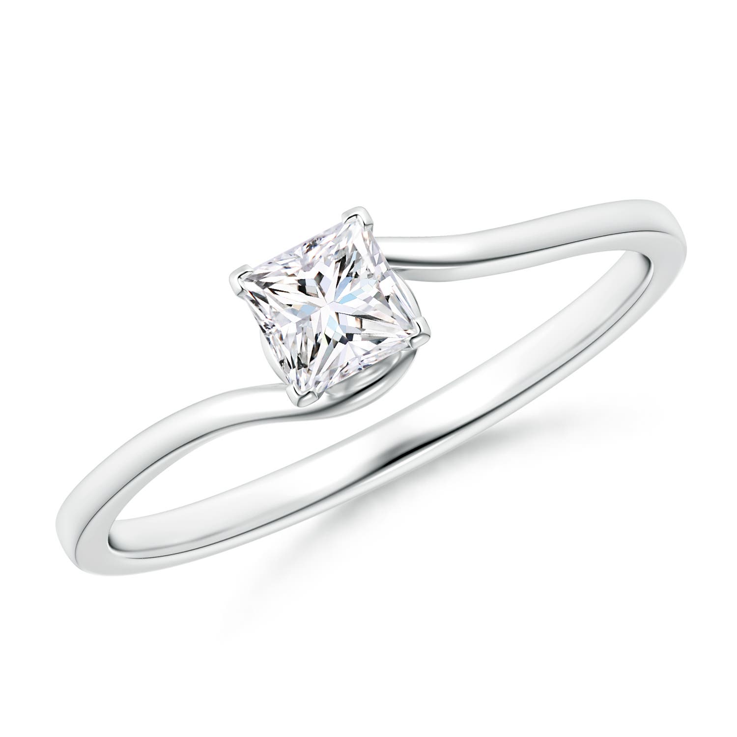 Classic Solitaire Princess-Cut Diamond Bypass Engagement Ring