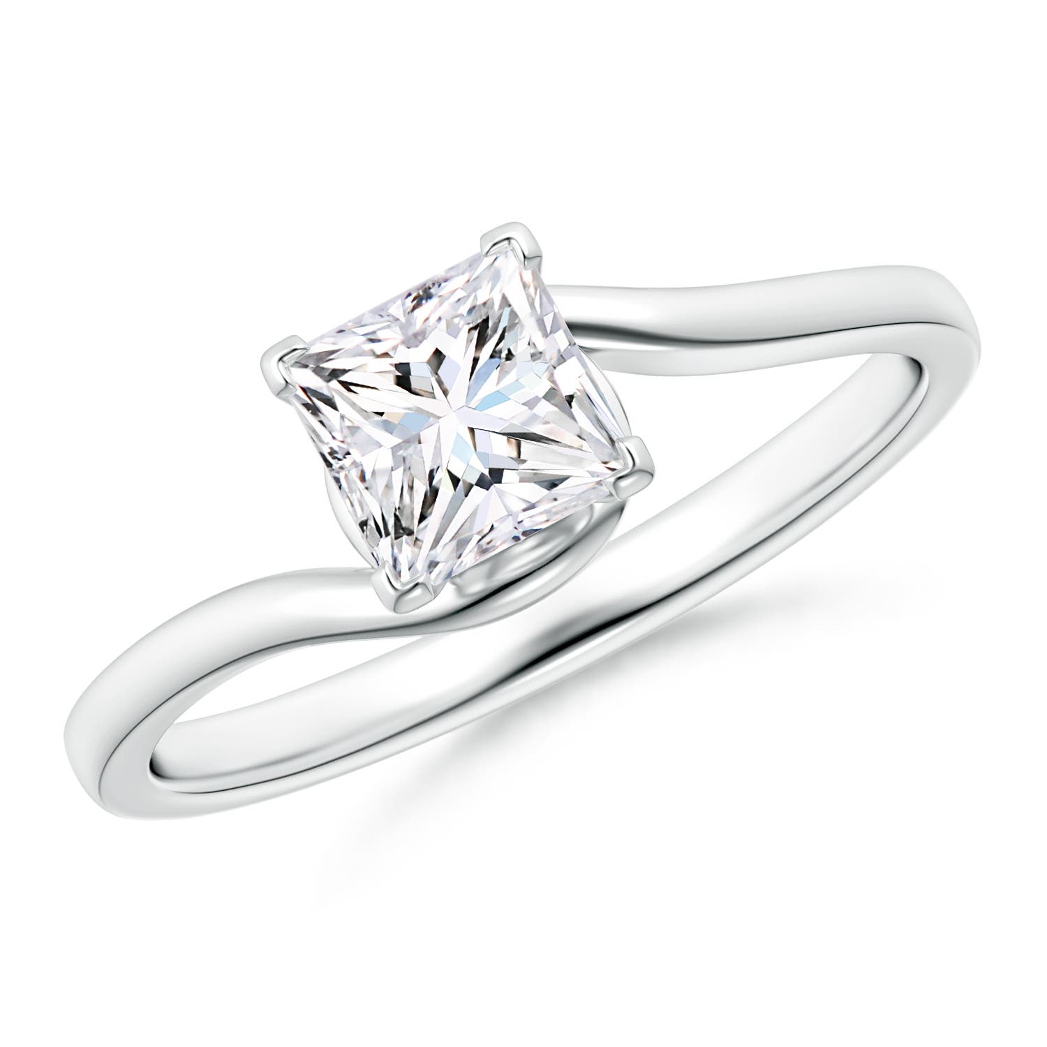 Classic Solitaire Princess-Cut Diamond Bypass Engagement Ring
