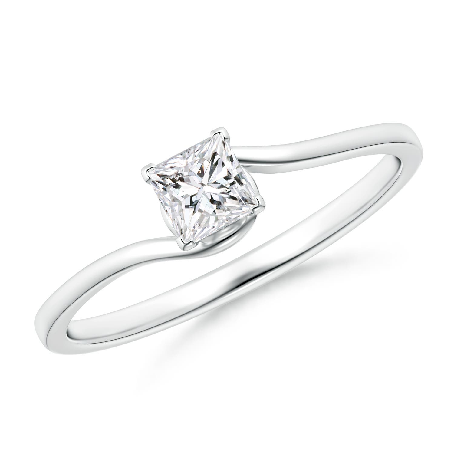 Classic Solitaire Princess-Cut Diamond Bypass Engagement Ring