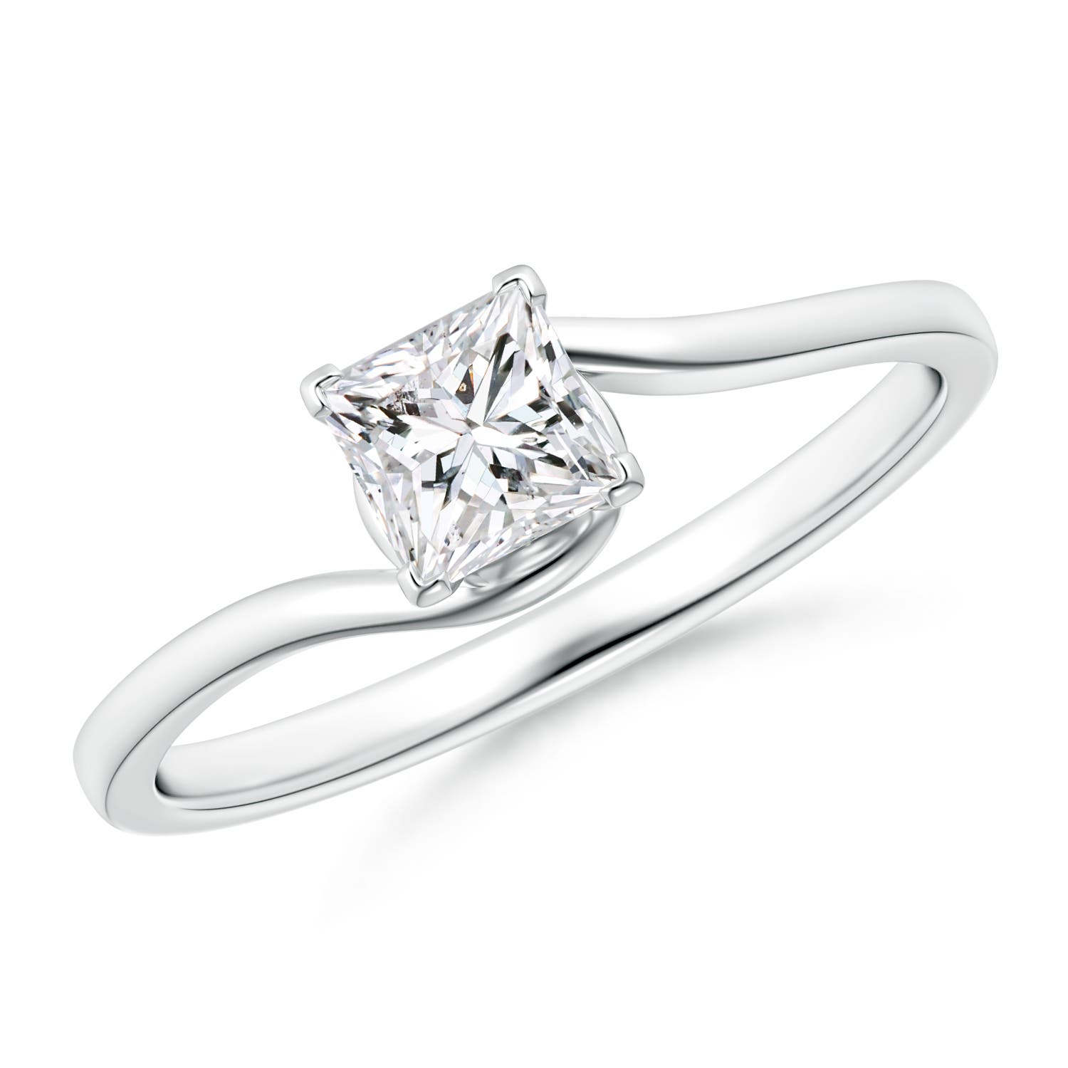 Classic Solitaire Princess-Cut Diamond Bypass Engagement Ring