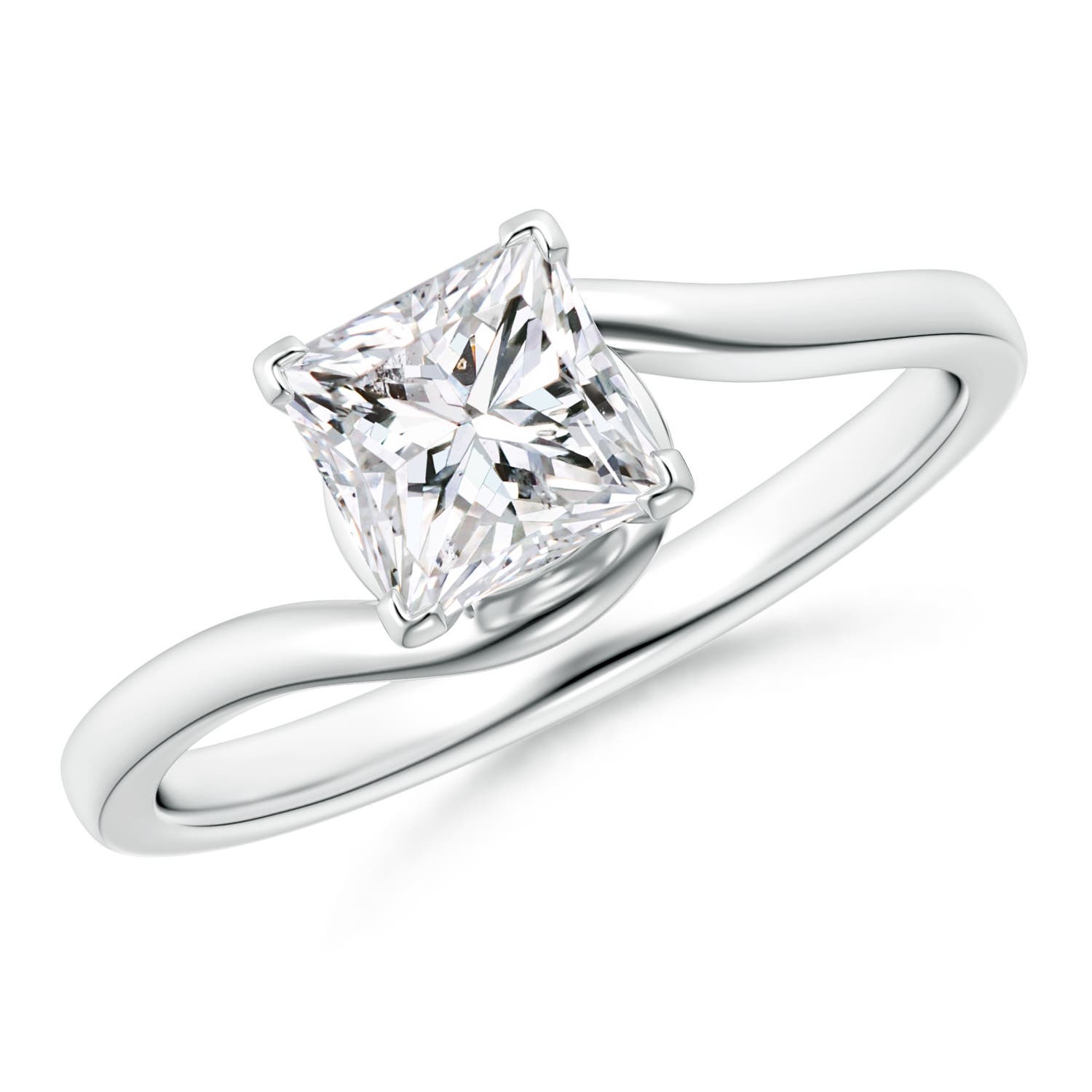 Classic Solitaire Princess-Cut Diamond Bypass Engagement Ring
