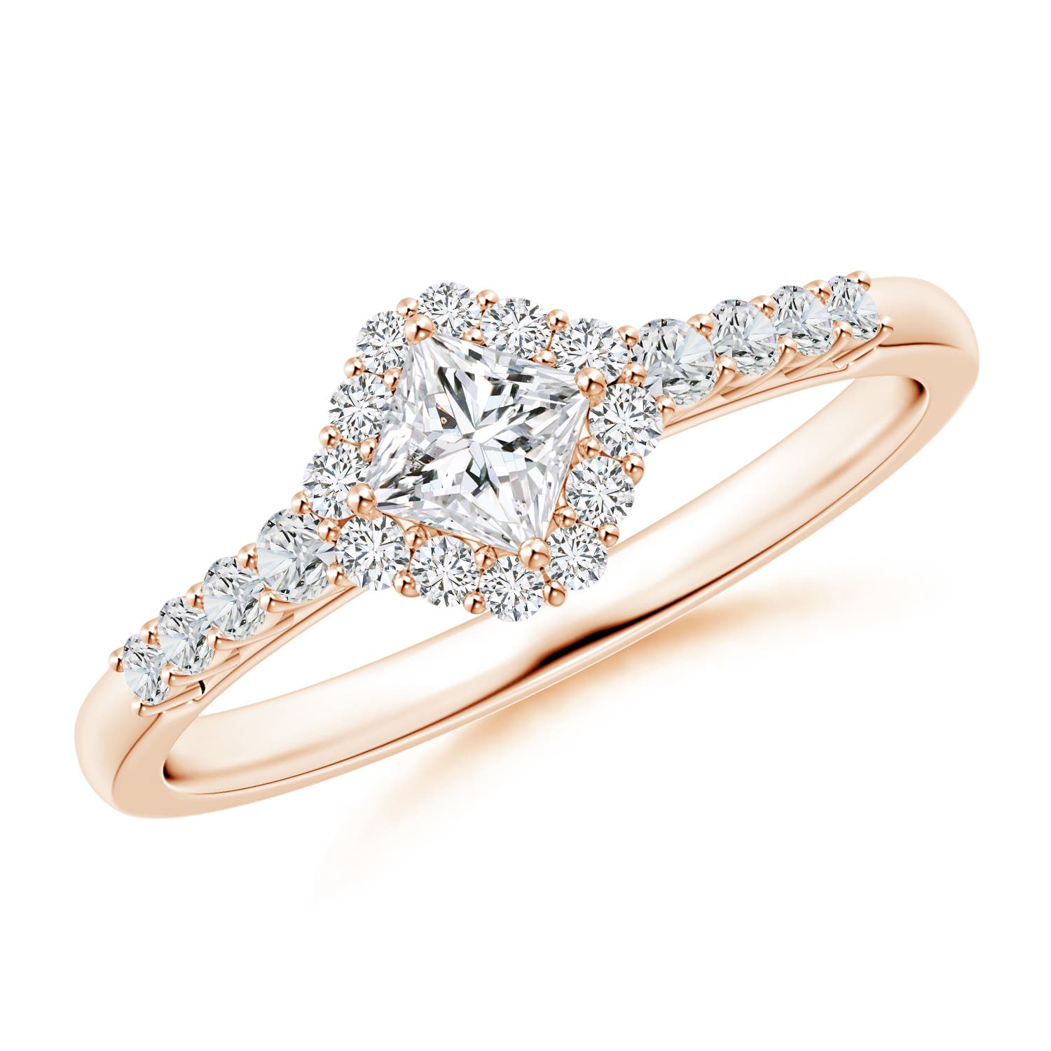 Princess-Cut Diamond Halo Ring with Accents