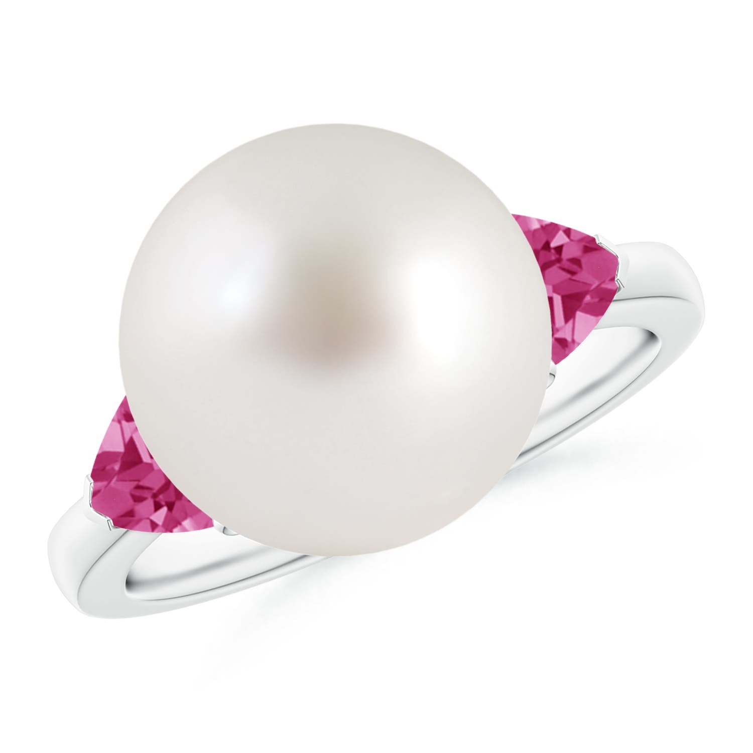 South Sea Pearl And Trillion Pink Sapphire Ring Angara