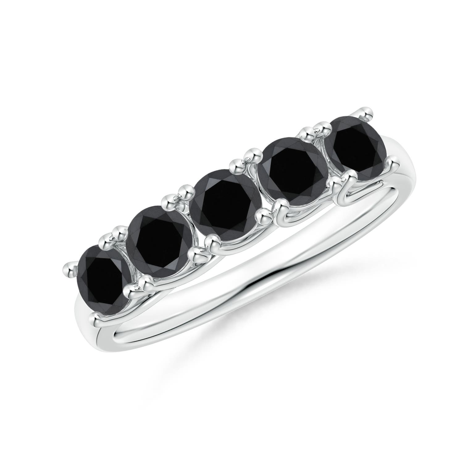Half Eternity Five Stone Black Diamond Wedding Band