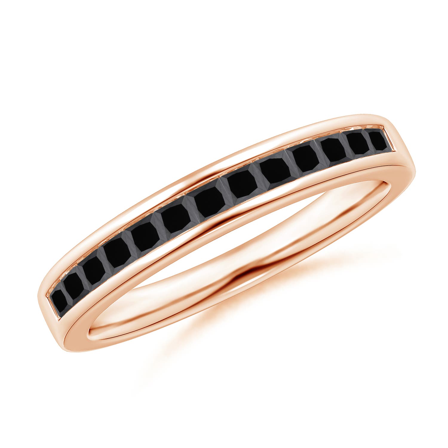 Channel Set Princess Enhanced Black Diamond Half Eternity Band