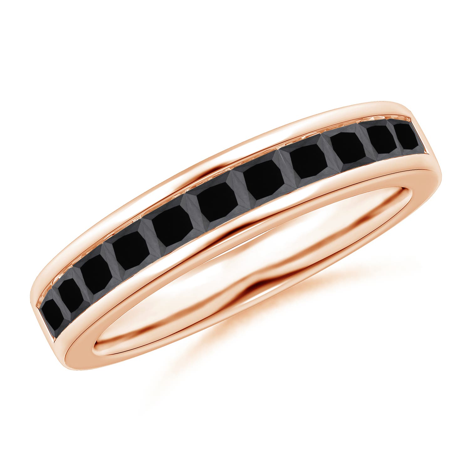 Channel Set Princess Enhanced Black Diamond Half Eternity Band