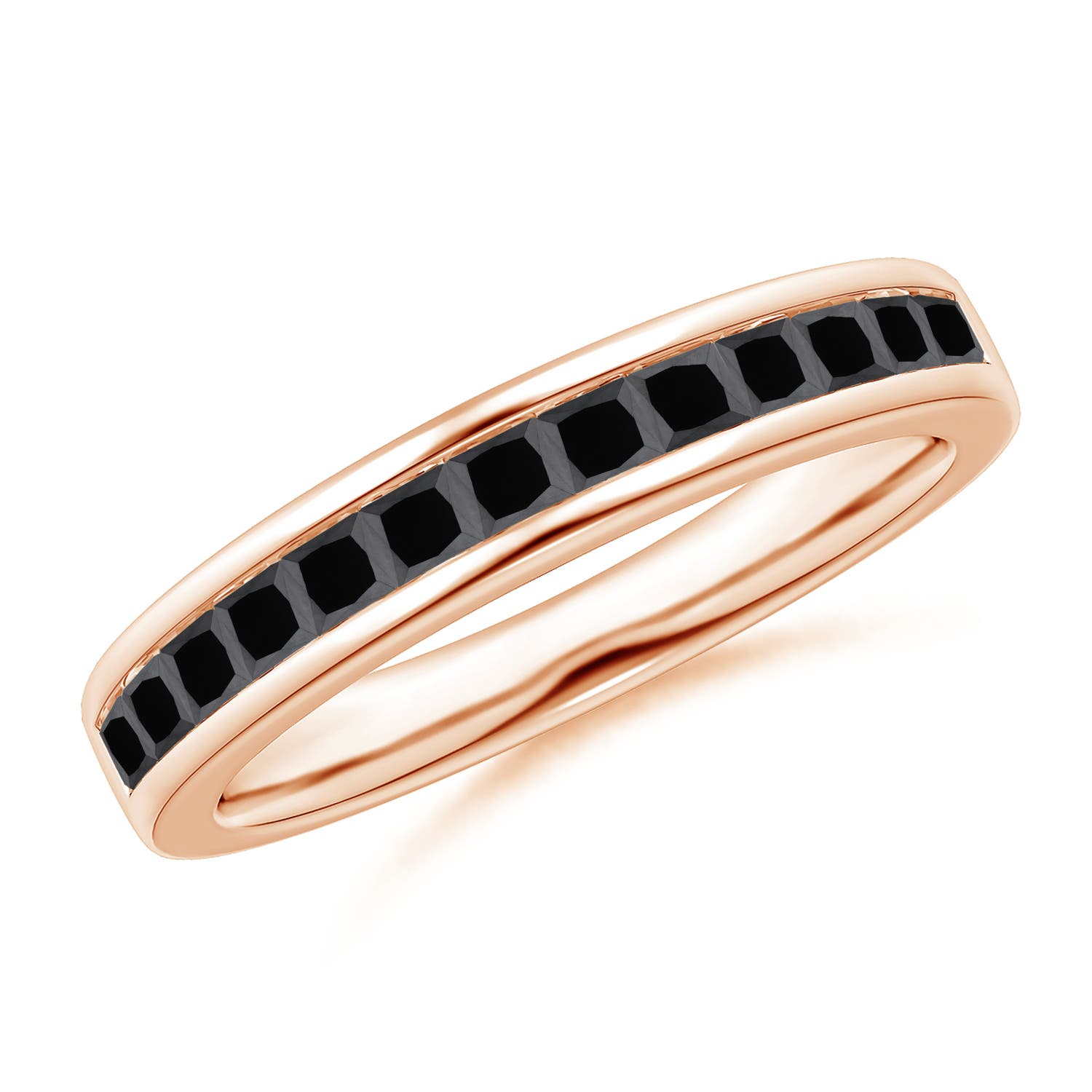 Channel Set Princess Enhanced Black Diamond Half Eternity Band