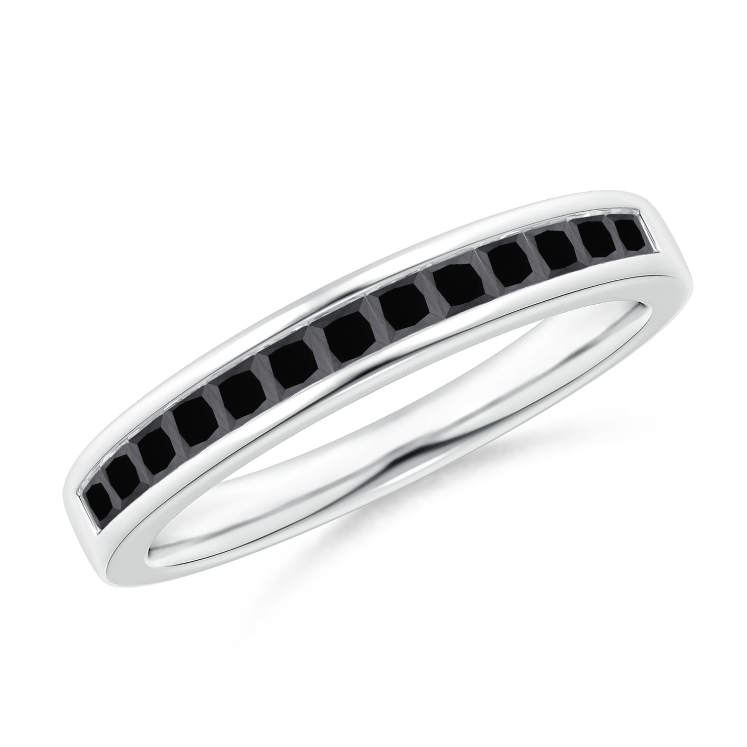Channel Set Princess Enhanced Black Diamond Half Eternity Band