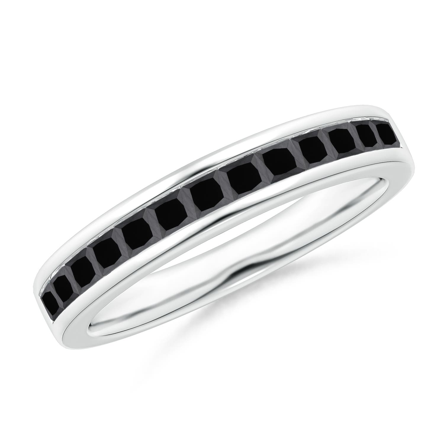 Channel Set Princess Enhanced Black Diamond Half Eternity Band