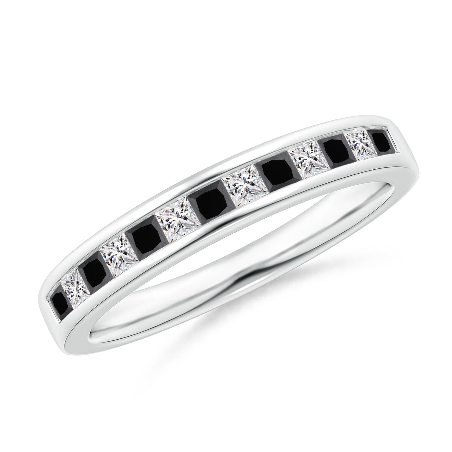 Princess-Cut White & Enhanced Black Diamond Half Eternity Band