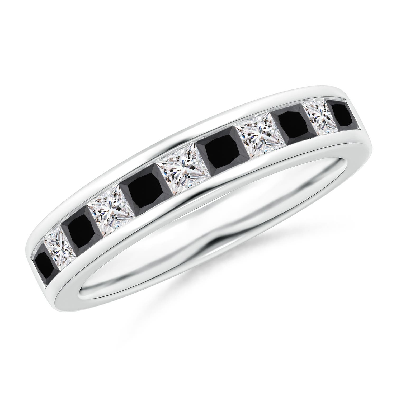 Princess-Cut White & Enhanced Black Diamond Half Eternity Band