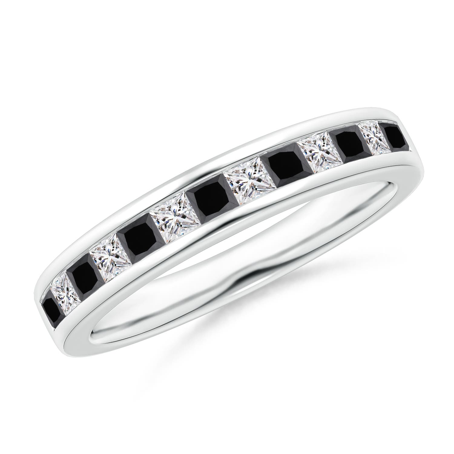 Princess-Cut White & Enhanced Black Diamond Half Eternity Band