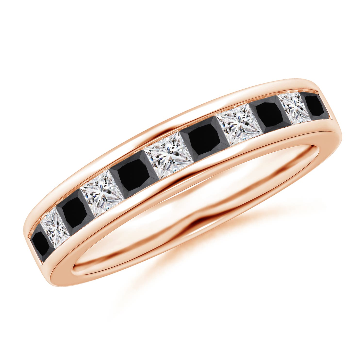 Princess-Cut White & Enhanced Black Diamond Half Eternity Band