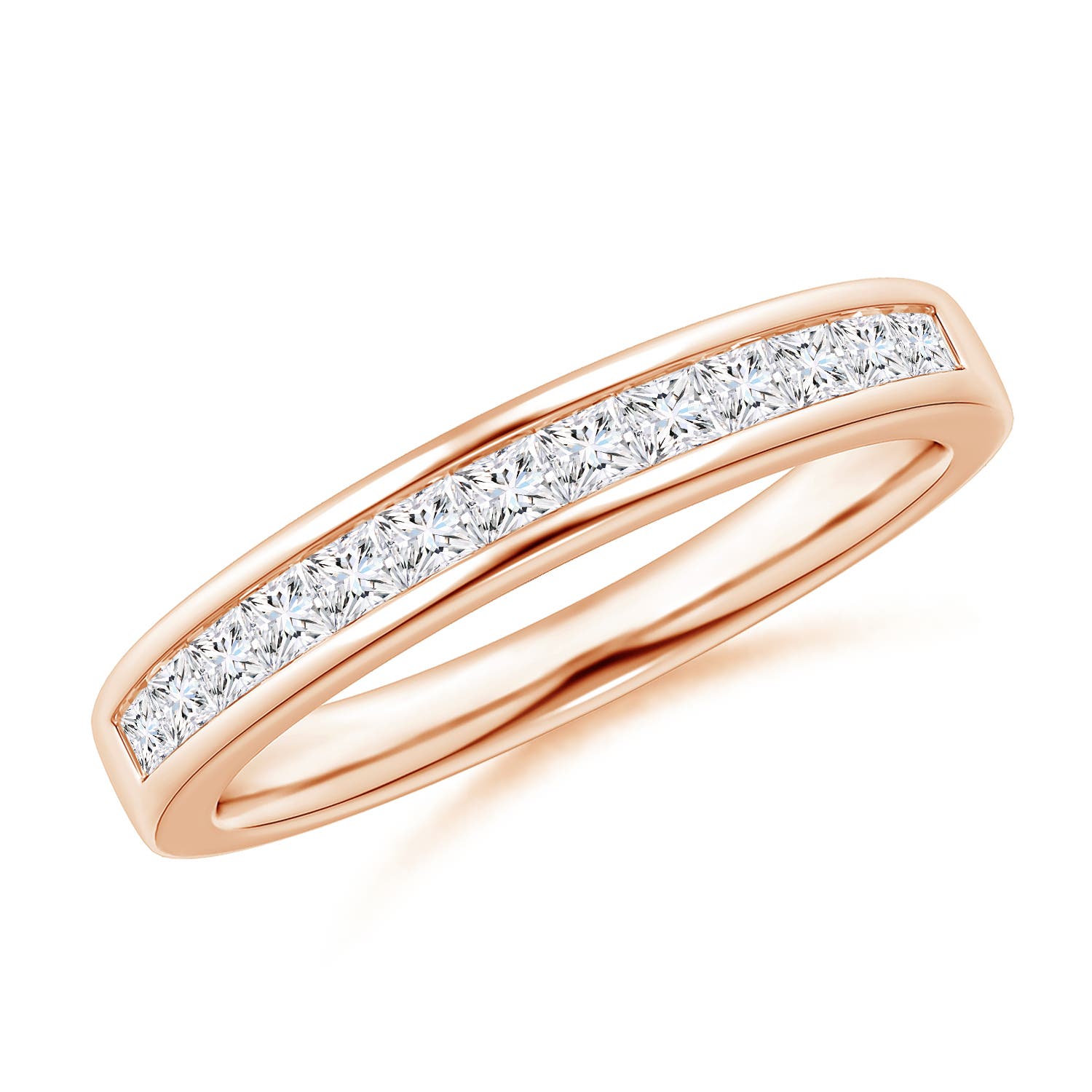 Channel Set Princess Diamond Half Eternity Wedding Band